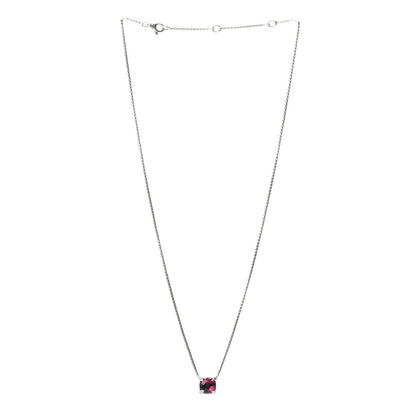 David Yurman Sterling Silver Diamond Rhodolite Garnet 9mm Petite Chatelaine Pendant Necklace 3 of 4