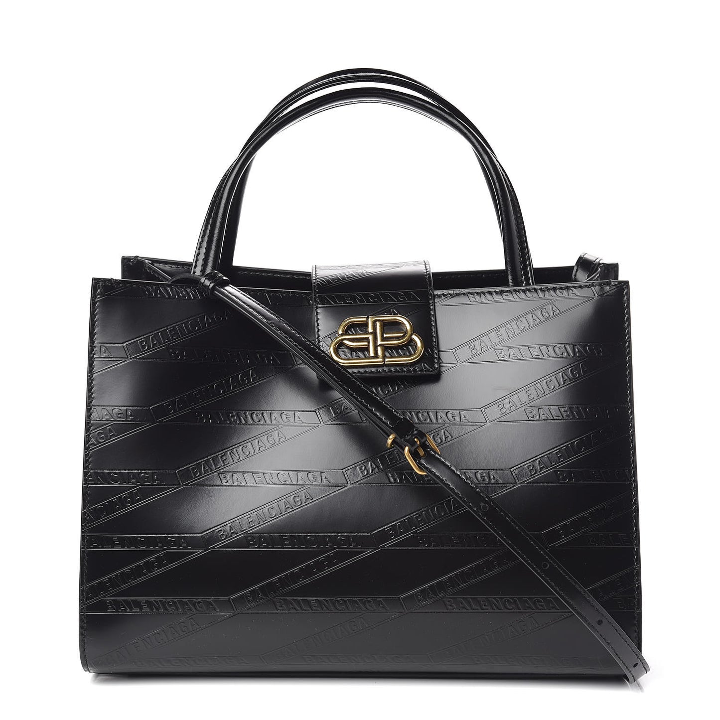 Calfskin Losange Monogram Embossed Medium Sharp Tote Black
