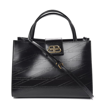 Balenciaga Calfskin Losange Monogram Embossed Medium Sharp Tote Black 1 of 10
