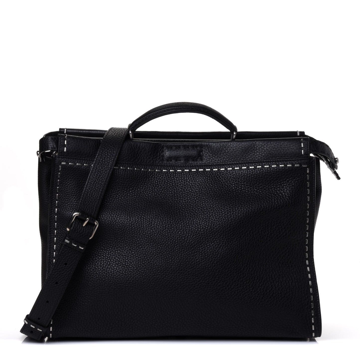 Cuoio Romano Selleria Metal Stitch Large Mens Peekaboo Iconic Essential Satchel Black