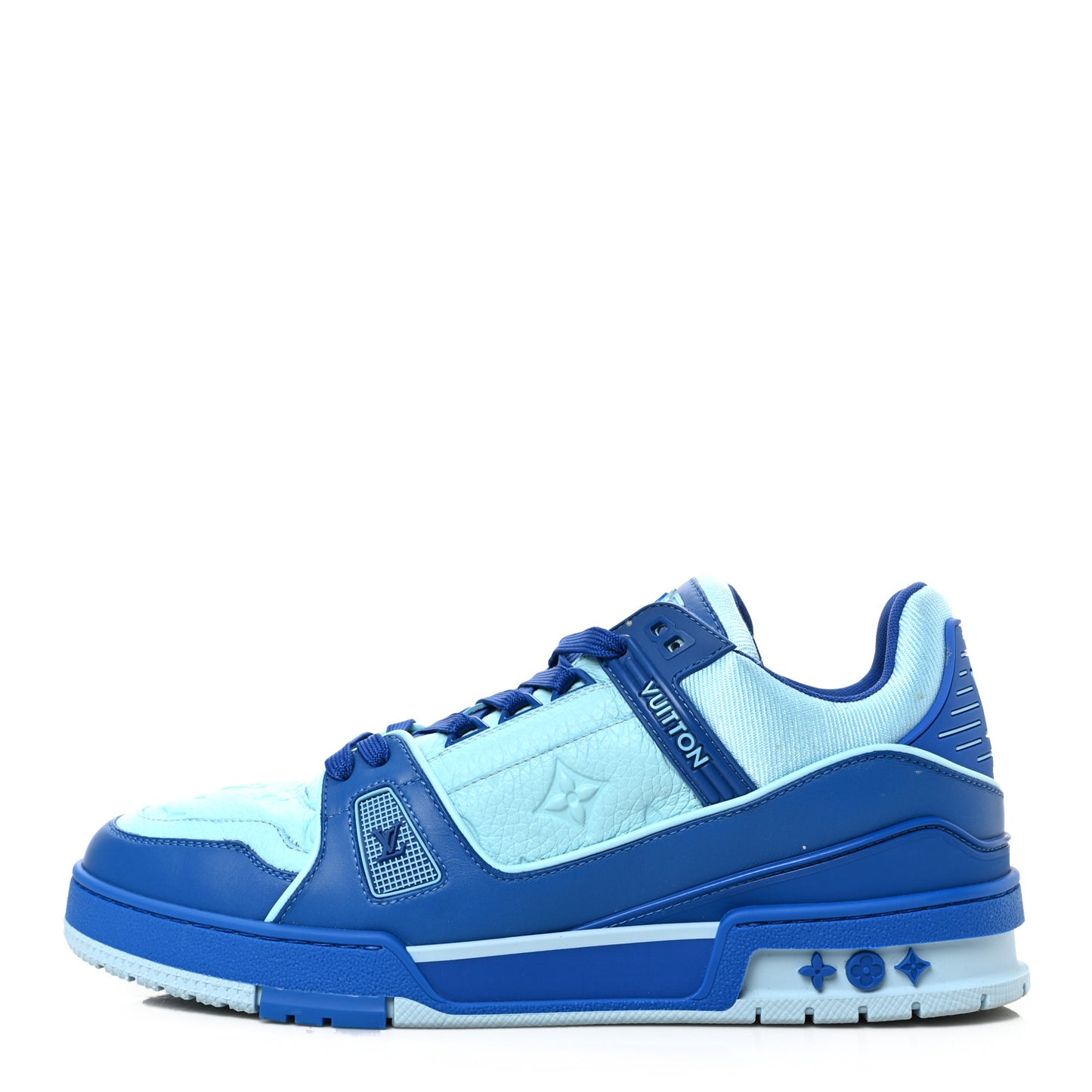 Calfskin Monogram Mens LV Trainer Sneakers 8 Blue