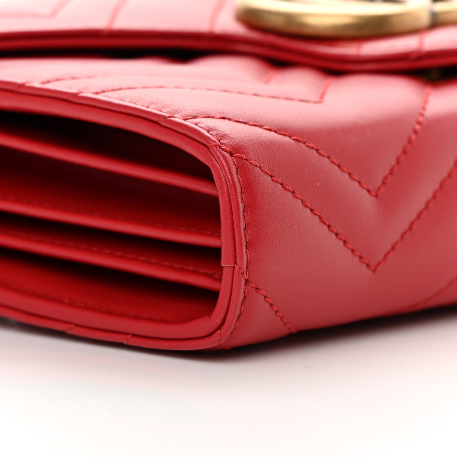 Gucci Calfskin Matelasse GG Marmont Chain Wallet Hibiscus Red 9 of 11
