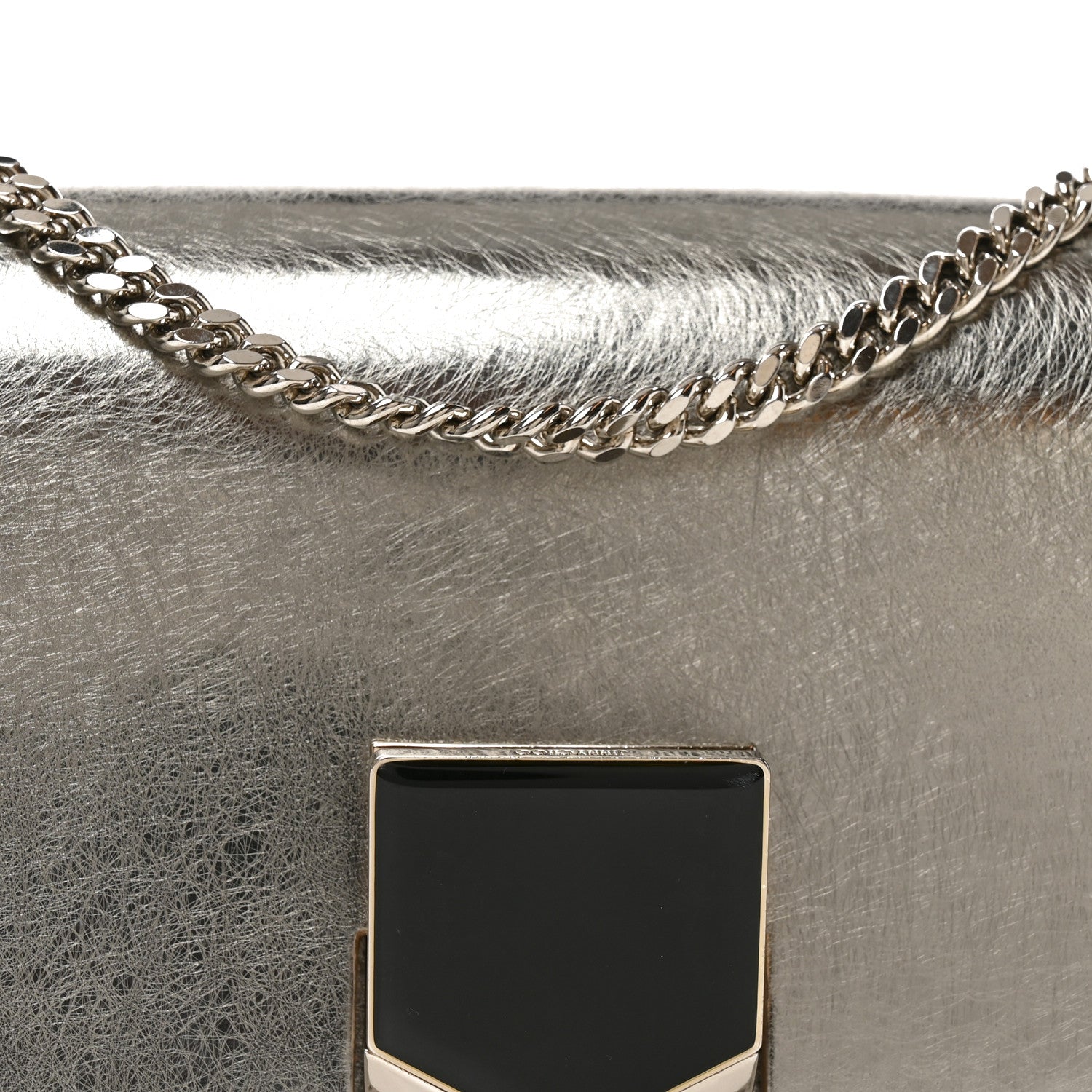 Jimmy Choo Smooth Calfskin Lockett Petite Shoulder Bag Vintage Silver 7 of 9