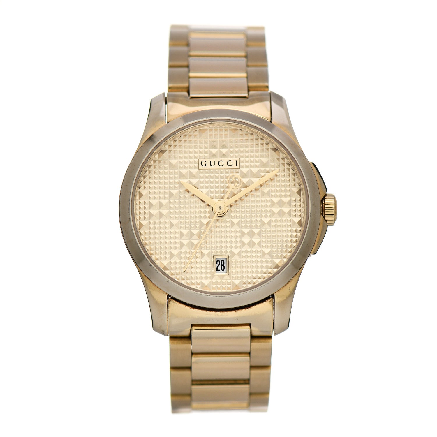 Gucci Stainless Steel 27mm G-Timeless Diamante Quartz Watch Gold 1 of 6