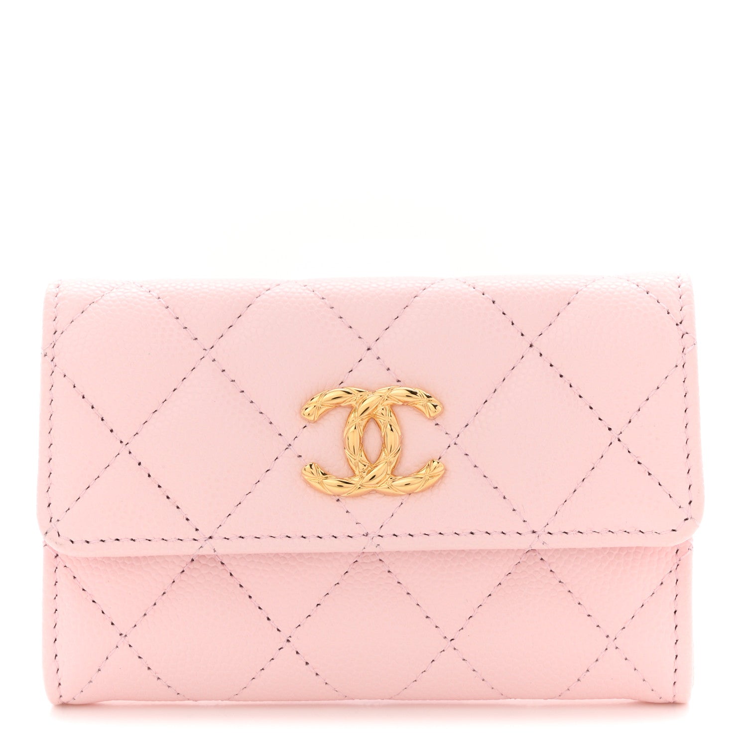 Chanel Caviar Quilted CC Flap Card Holder Rose 1 of 8