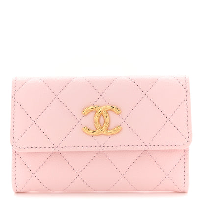 Chanel Caviar Quilted CC Flap Card Holder Rose 1 of 8
