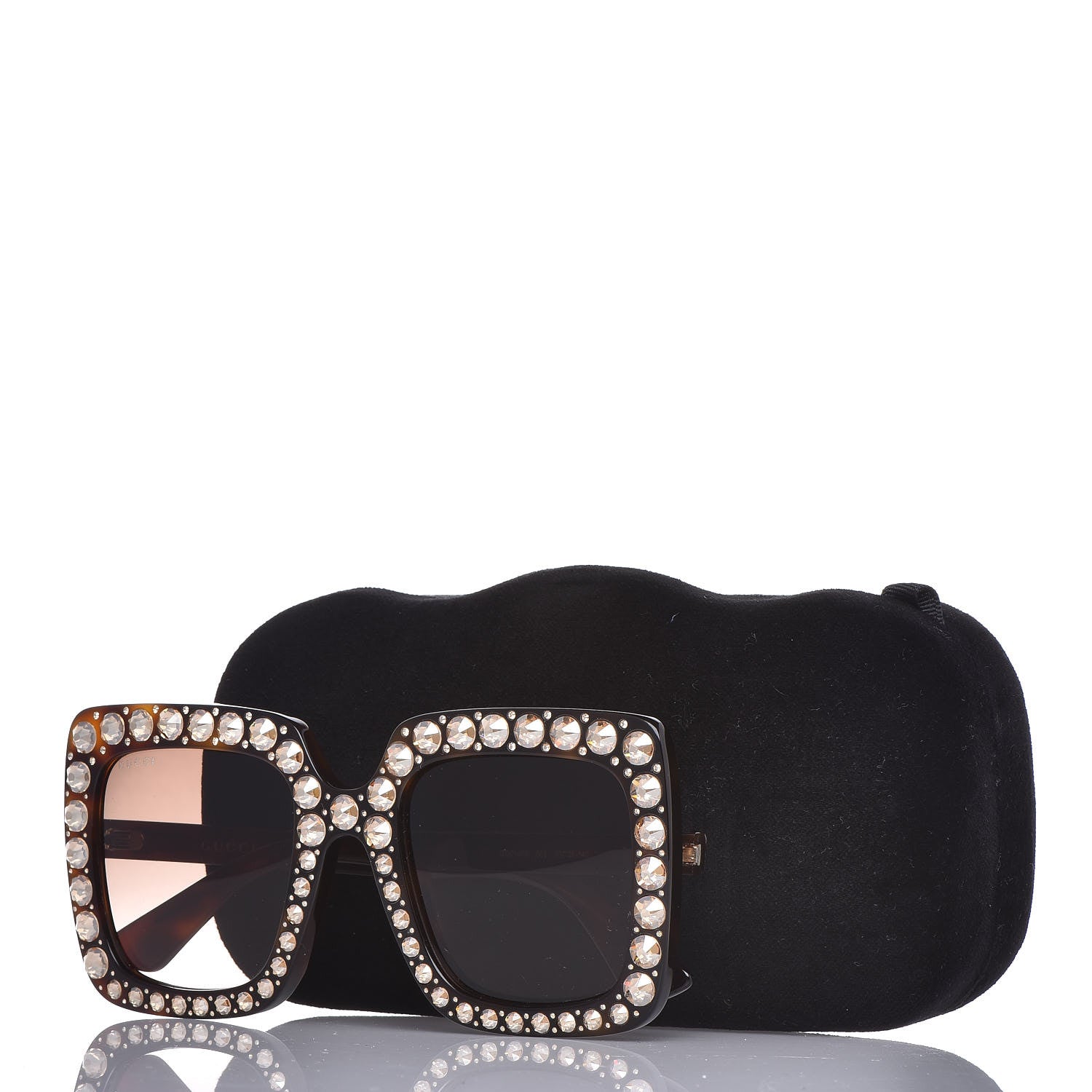 Gucci Acetate Crystal Oversize Sunglasses GG0148S Tortoise 7 of 7