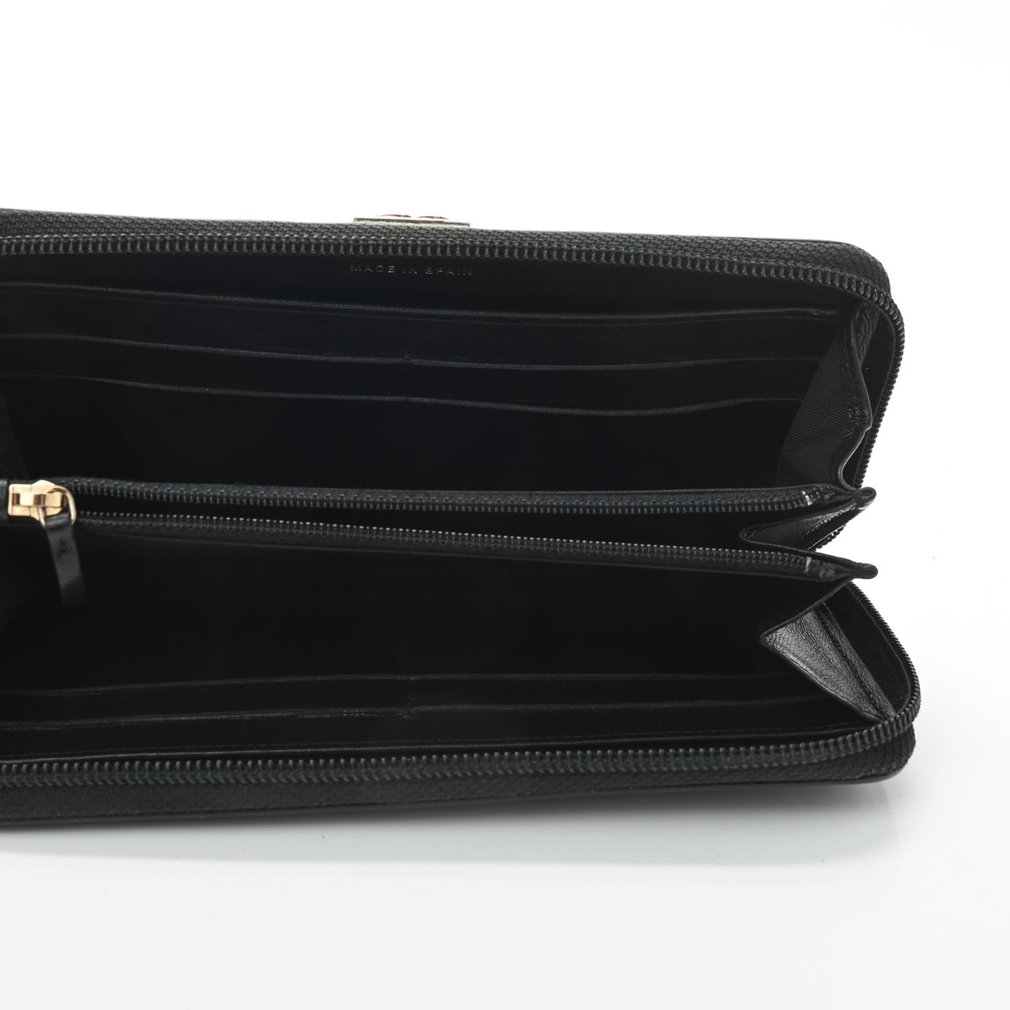 Lambskin Quilted Boy Zip Around Wallet Black