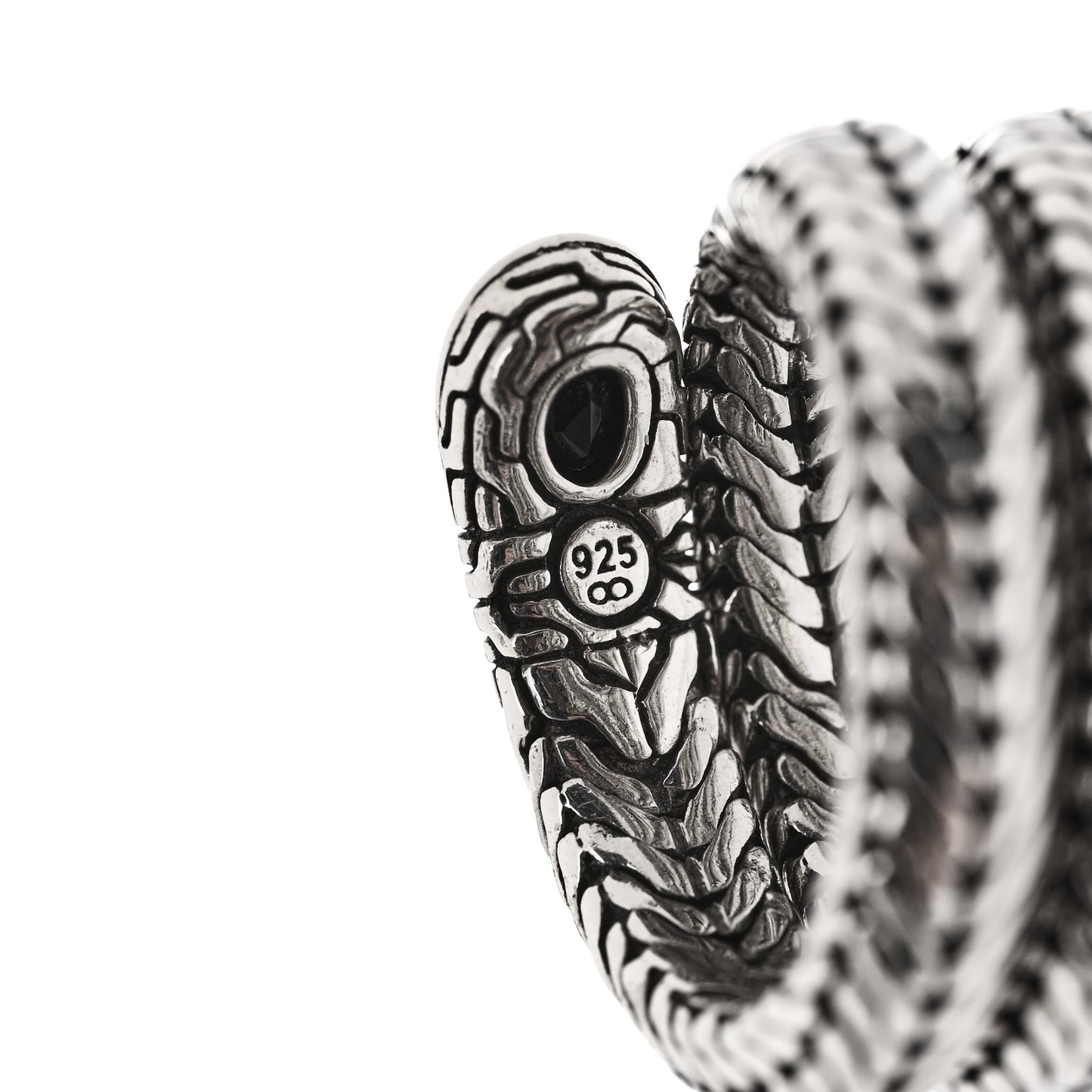 Sterling Silver Black Onyx Batu Coil Ring 54 7