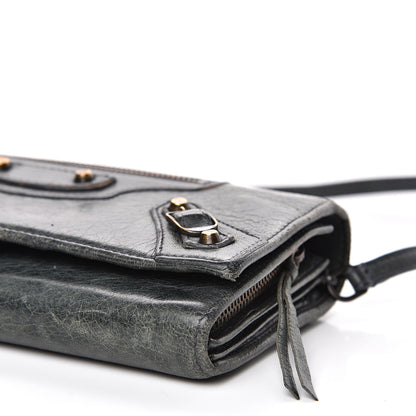 Balenciaga Agneau Classic Hardware Continental Wallet on Strap Anthracite 7 of 15