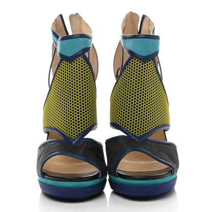 Jimmy Choo Calfskin Suede Enamel Lythe Mixed Media Platform Sandals 40.5 Black Multicolor 2 of 9