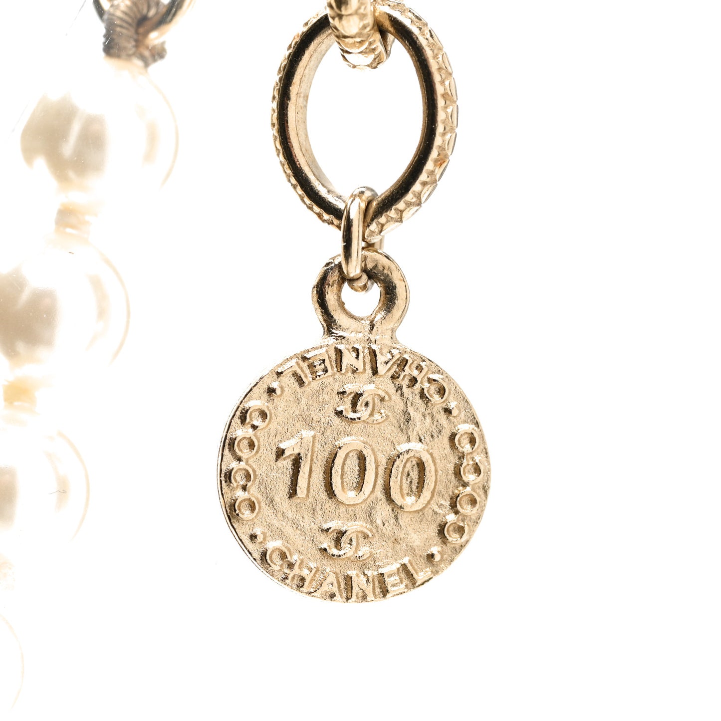 Pearl CC 100th Anniversary Necklace Light Gold