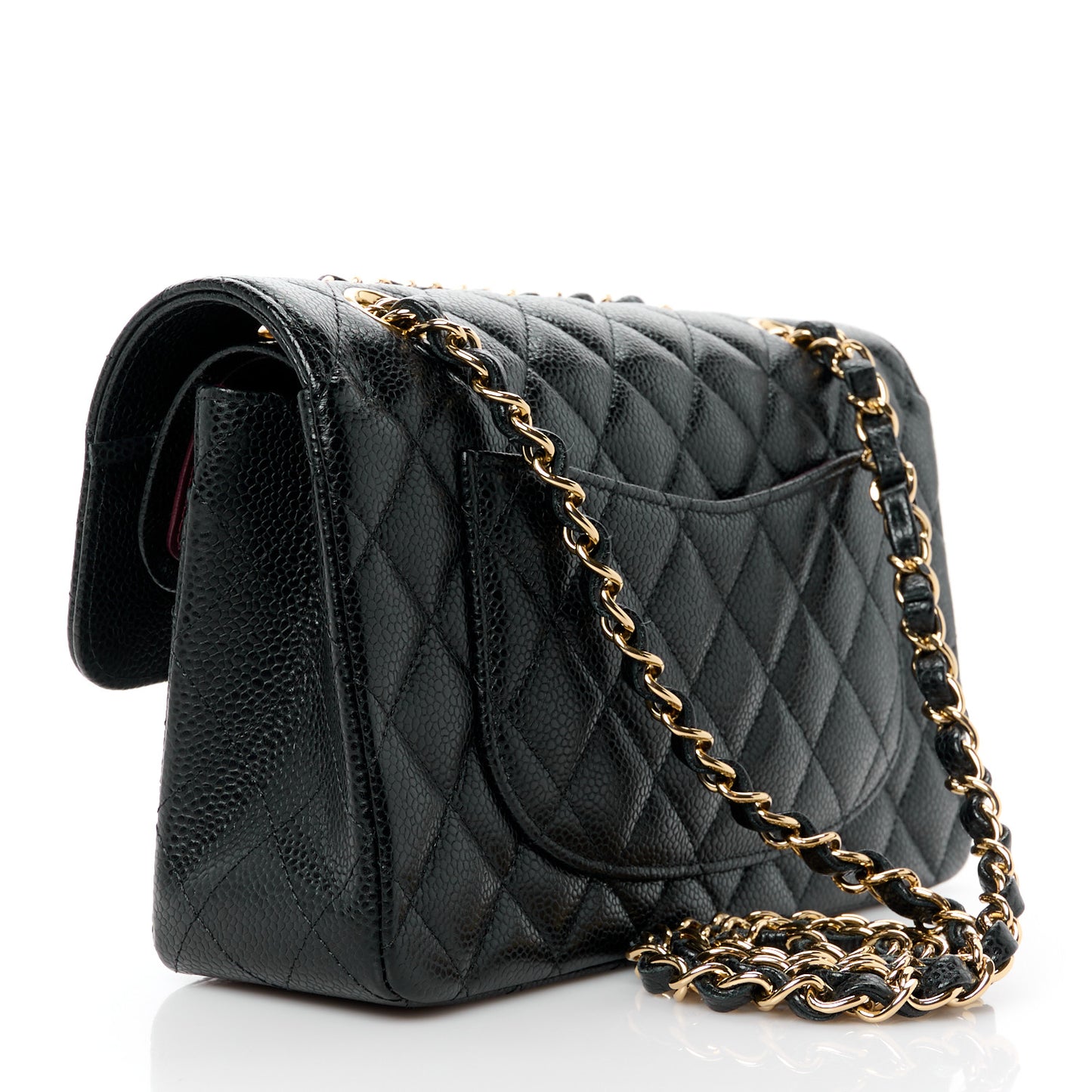 Caviar Quilted Small Double Flap Black