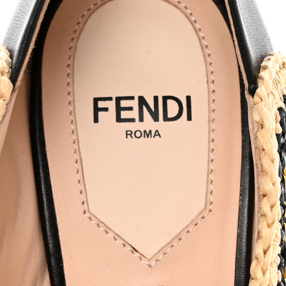 Fendi Raffia Wave Open Toe Platform Sandals 36.5 Sand Black 6 of 13