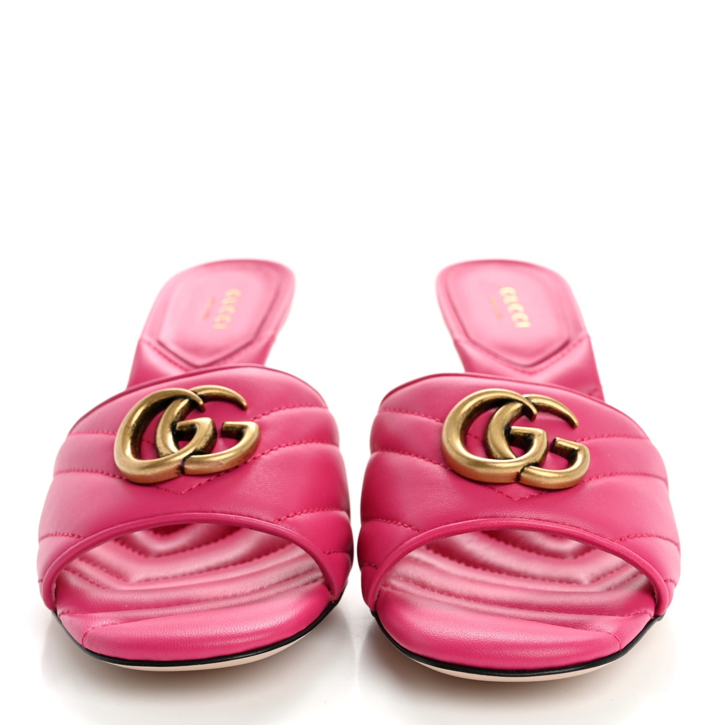 Nappa Matelasse GG Marmont 75mm Slide Sandals 38 Box Pink