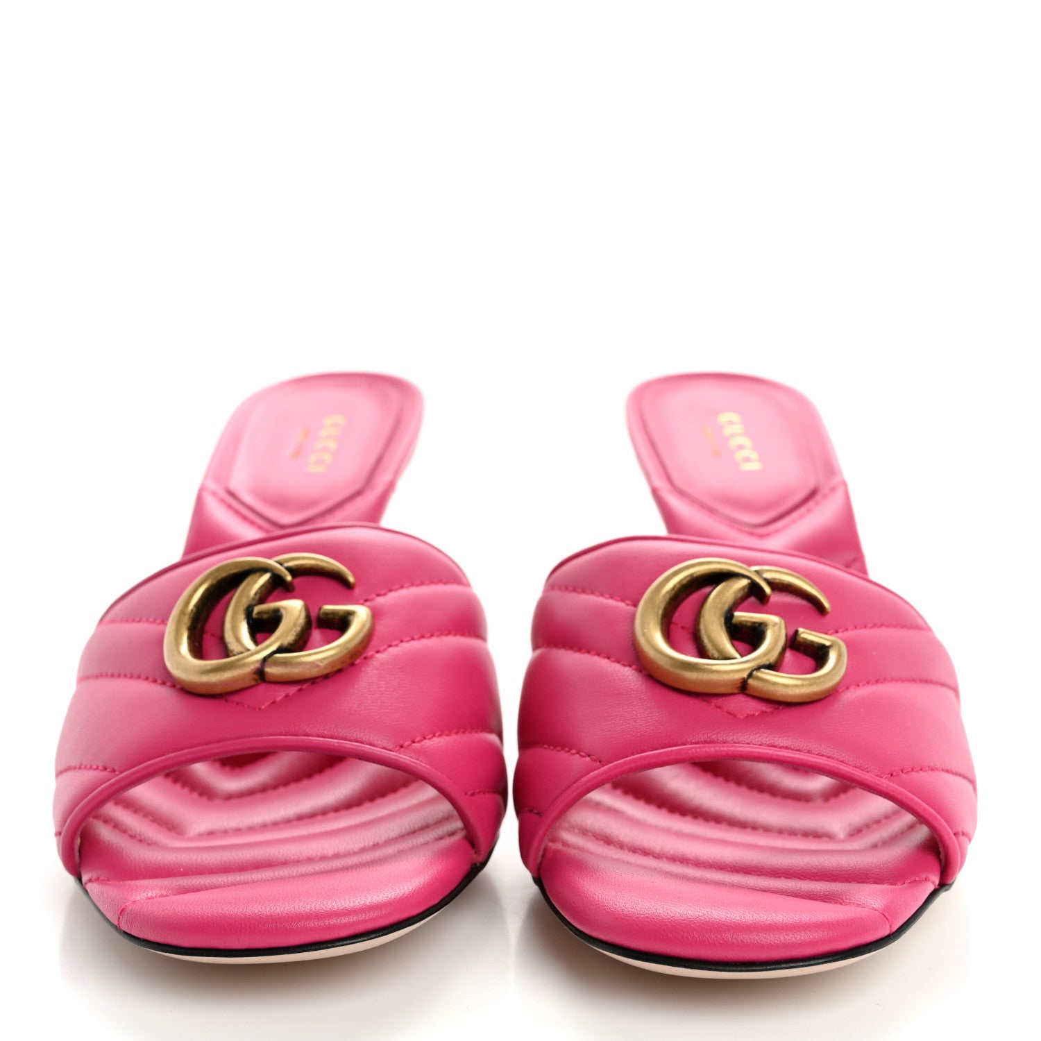 Gucci Nappa Matelasse GG Marmont 75mm Slide Sandals 38 Box Pink 3 of 12
