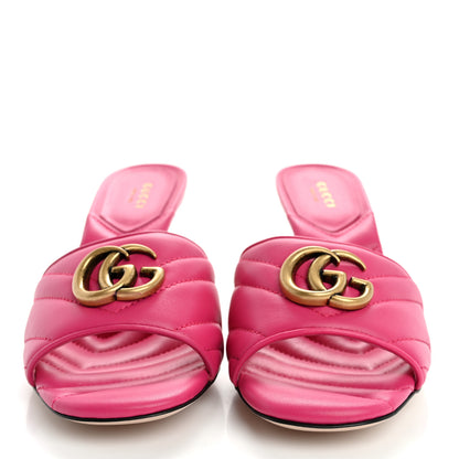 Gucci Nappa Matelasse GG Marmont 75mm Slide Sandals 38 Box Pink 3 of 12