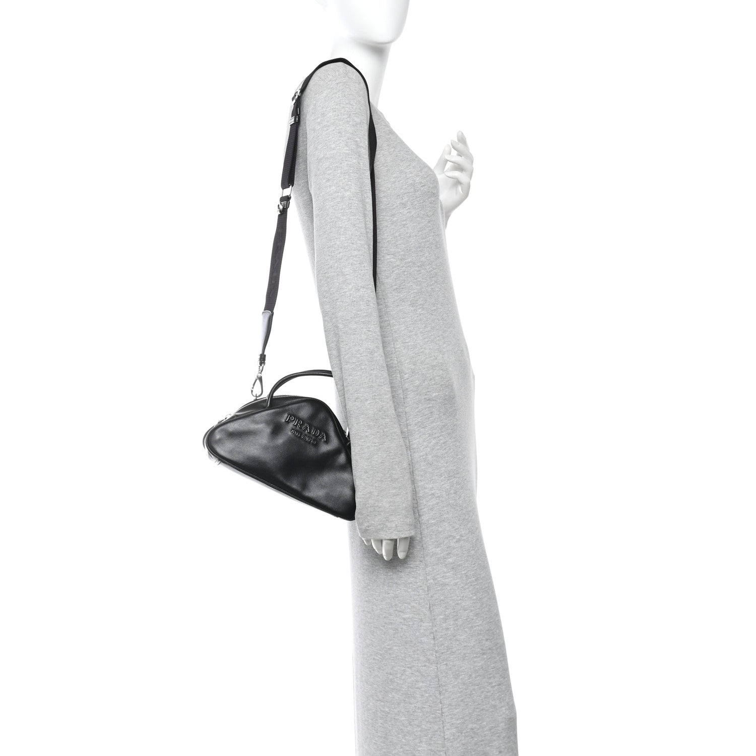Prada Grace Lux Triangle Top Handle Shoulder Bag Black 2 of 10
