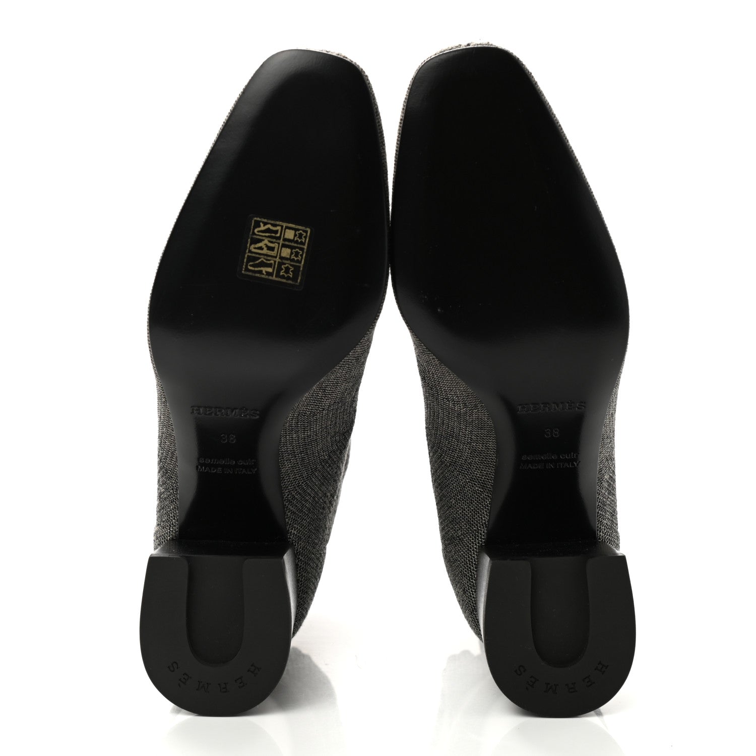 Hermes Knit Calfskin Volver 60 Ankle Boots 38 Nocciola Black 5 of 9