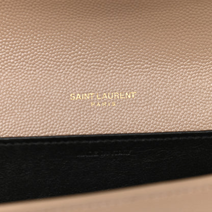 Saint Laurent Grain De Poudre Monogram Uptown Chain Wallet Dark Beige 7 of 11