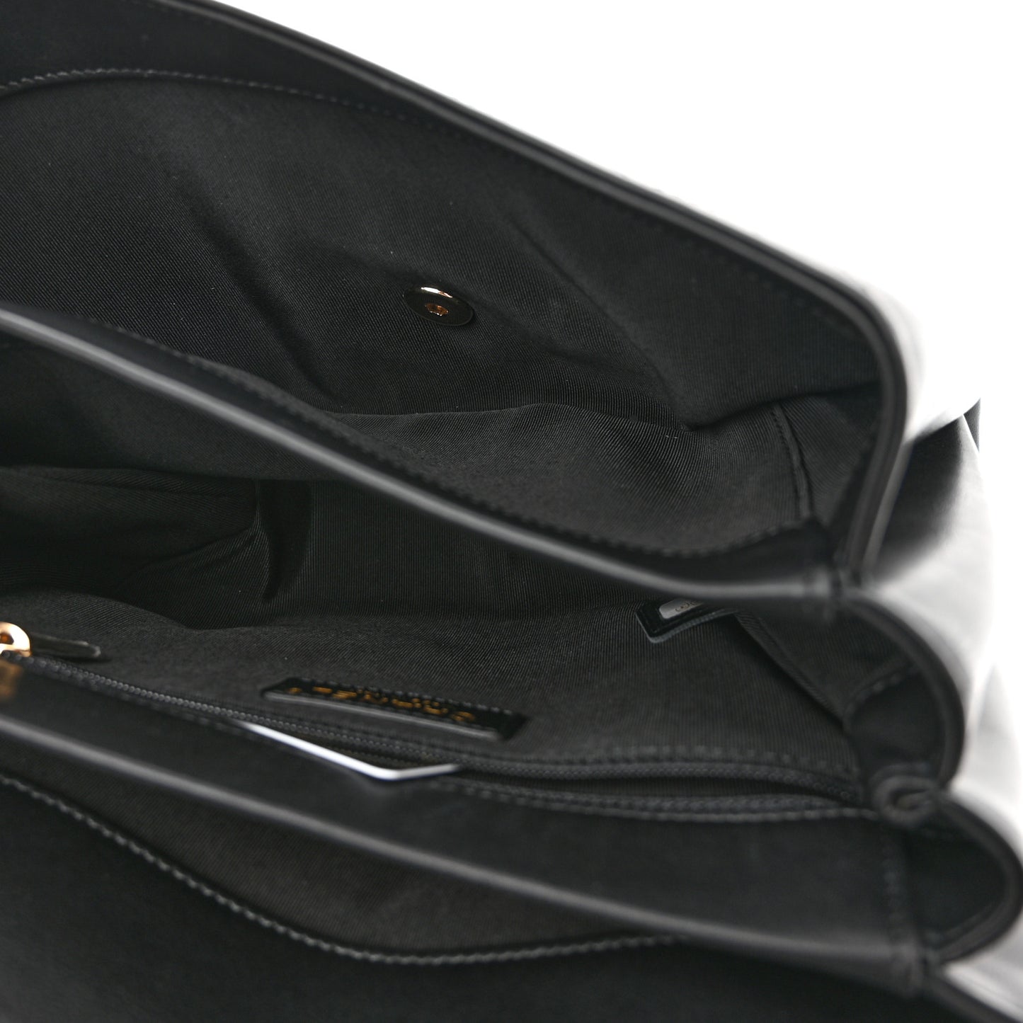 Calfskin Stitched Large Flap Black