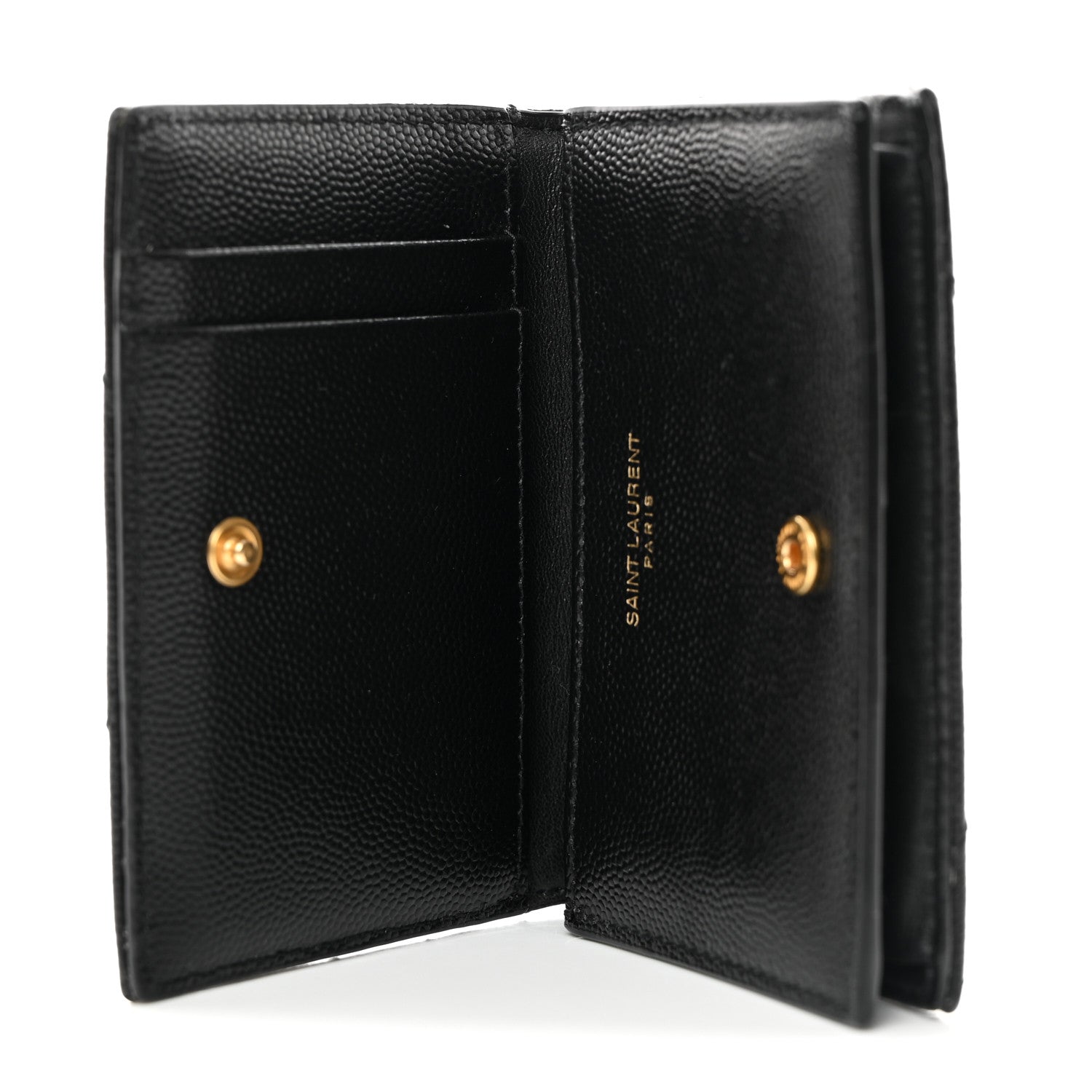 Saint Laurent Grain De Poudre Matelasse Chevron Monogram Flap Card Case Black 5 of 11