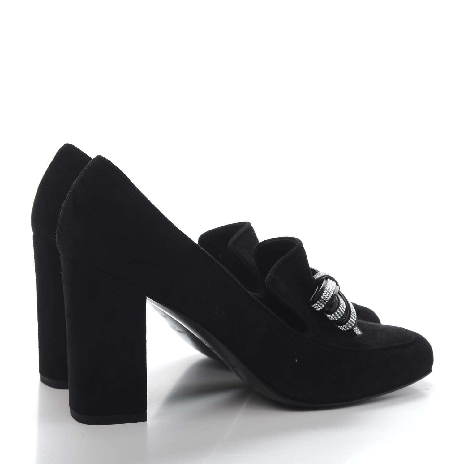 Saint Laurent Kid Scamosciato Crystal Bow Pumps 39 Black 4 of 9