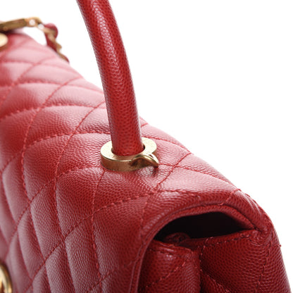 Chanel Caviar Quilted Small Coco Handle Flap Red 9 of 10