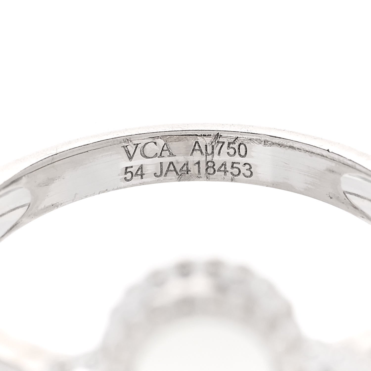 Van Cleef & Arpels 18K White Gold Diamond Mother of Pearl Vintage Alhambra Ring 54 6.75 5 of 5