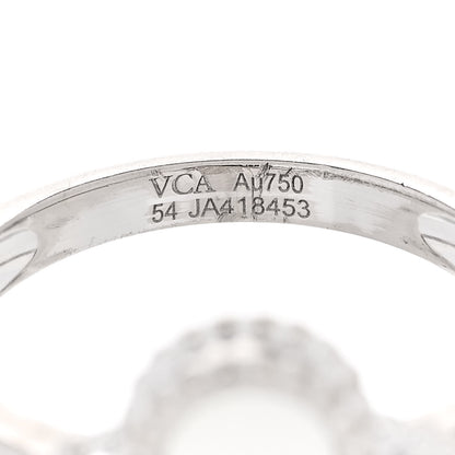 Van Cleef & Arpels 18K White Gold Diamond Mother of Pearl Vintage Alhambra Ring 54 6.75 5 of 5