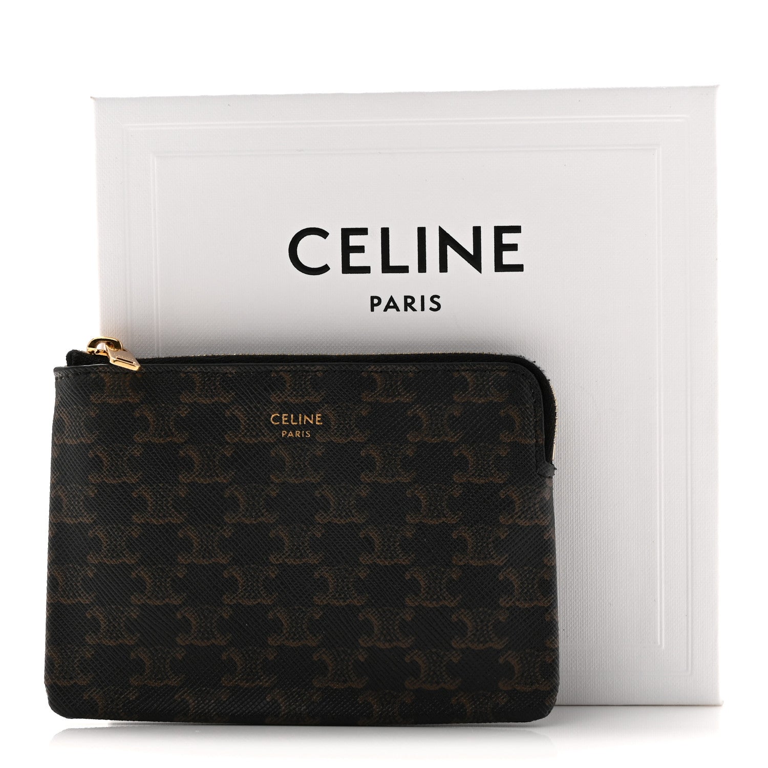 Celine Triomphe Canvas Zipped Coin Purse Black 9 of 9