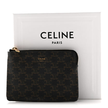 Celine Triomphe Canvas Zipped Coin Purse Black 9 of 9