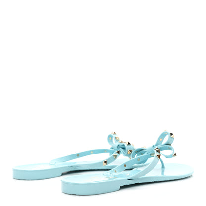 Valentino Garavani PVC Jelly Rockstud Bow Thong Sandals 41 Light Blue 5 of 8