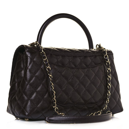Chanel Caviar Quilted Small Coco Handle Flap Dark Brown 3 of 13