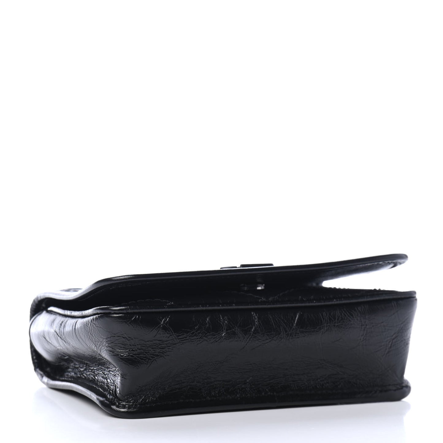 Crinkled Calfskin Matelasse Monogram Niki Chain Wallet Black