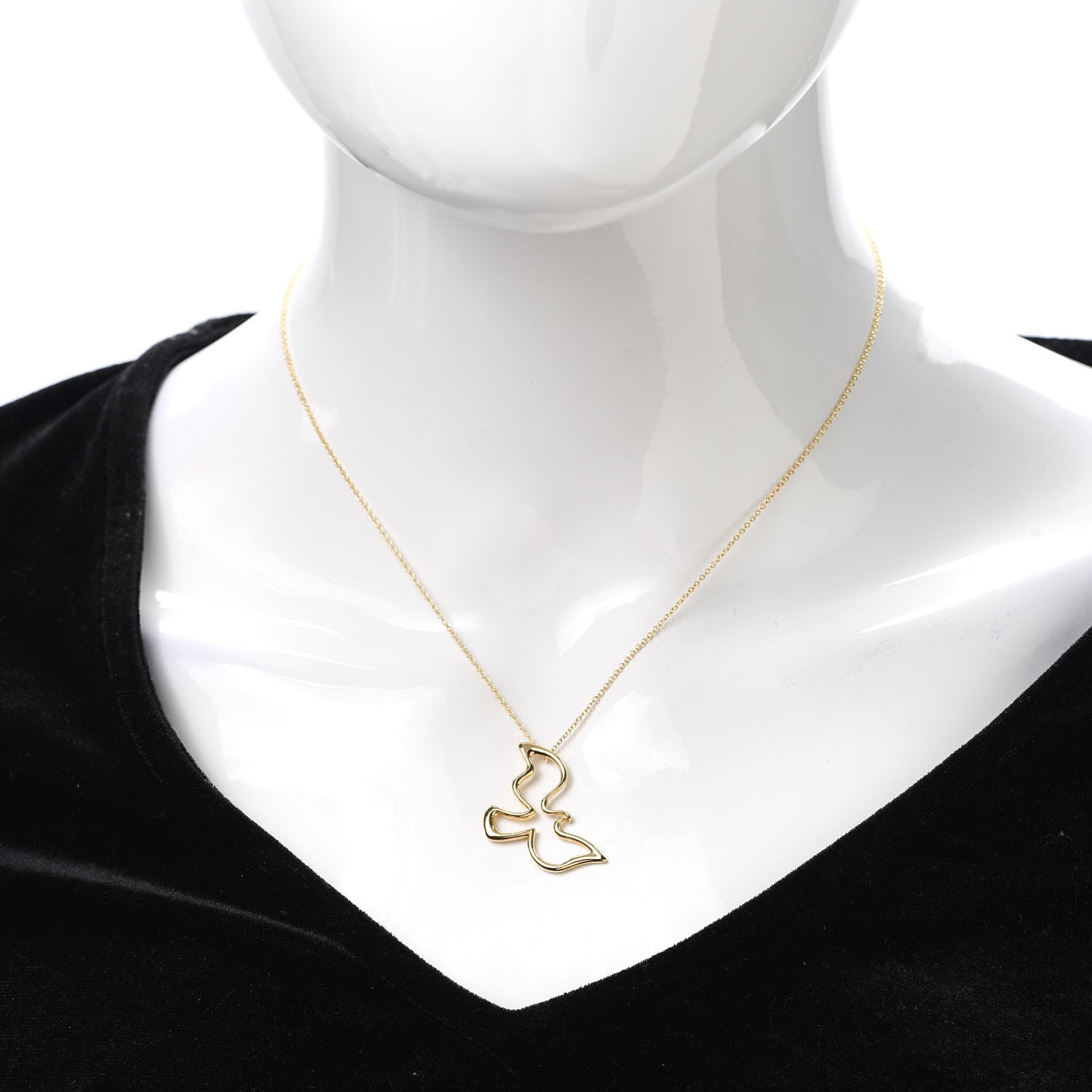 Tiffany 18K Yellow Gold Paloma Picasso Dove Pendant Necklace 2 of 6