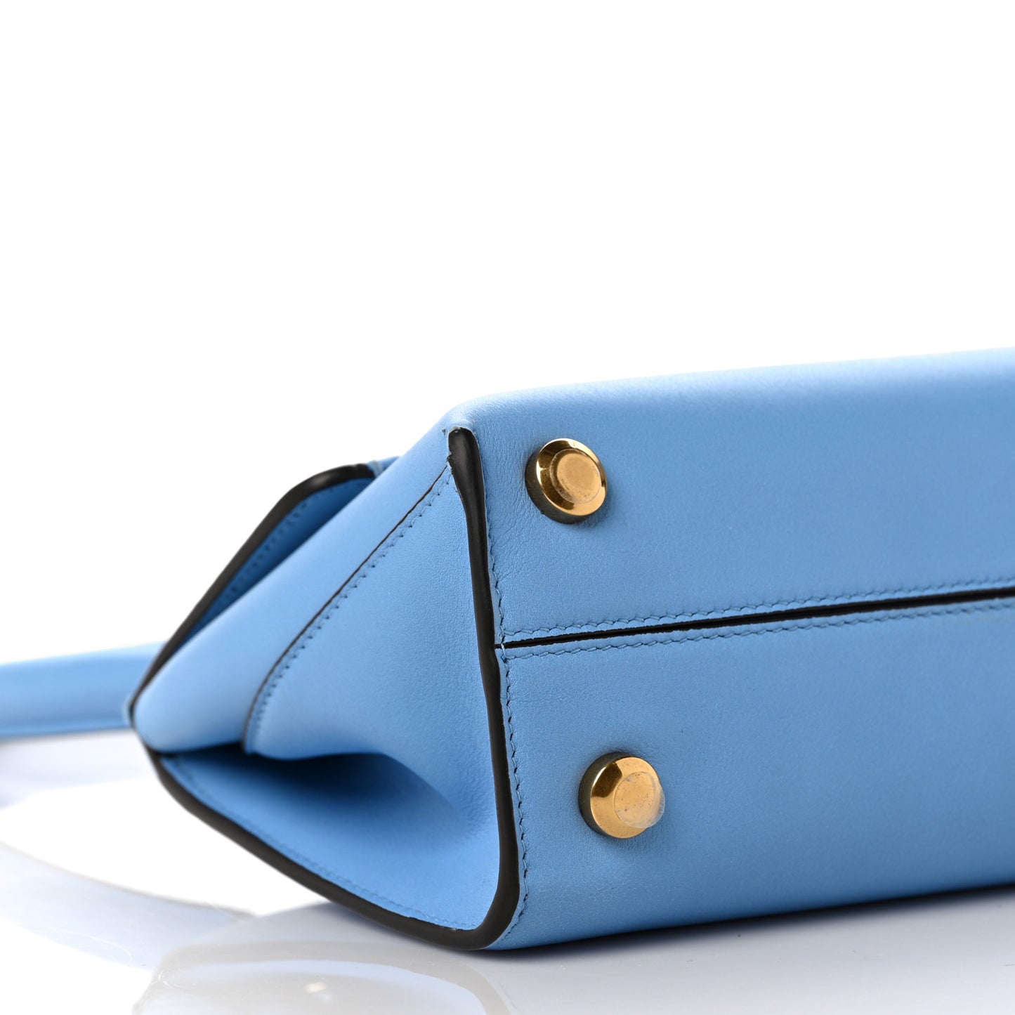 Calfskin Trifolio Swing Top Handle Bag Blue