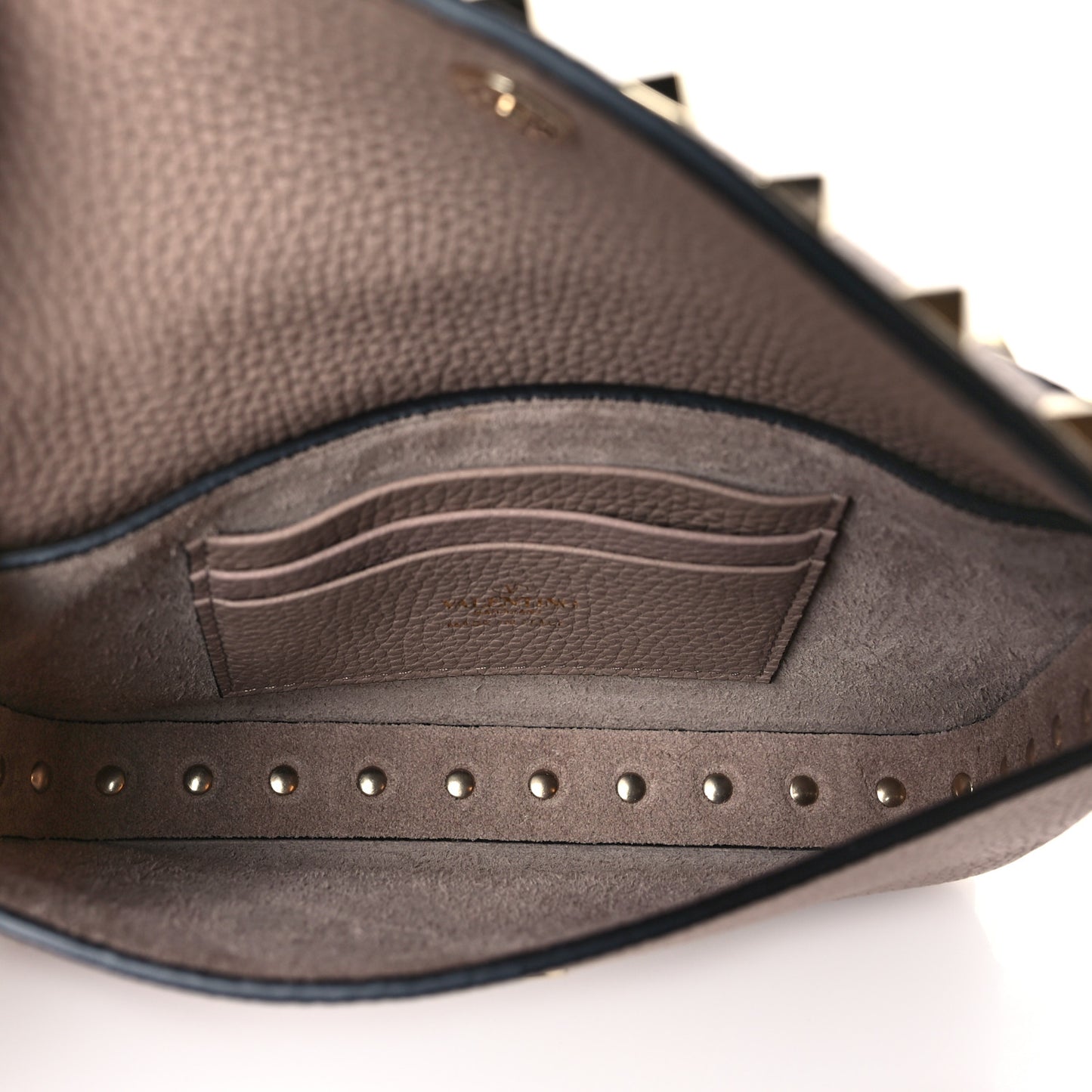Grainy Calfskin Rockstud Crossbody Pouch Poudre