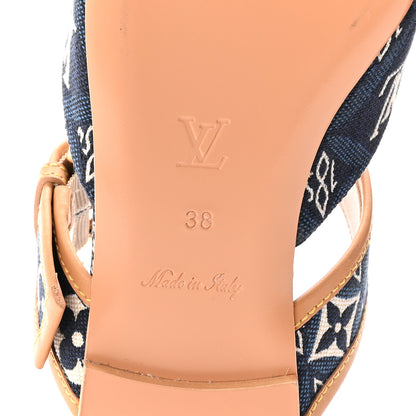 Louis Vuitton Jacquard Since 1854 Sofia Flat Mules 38 Blue 7 of 9
