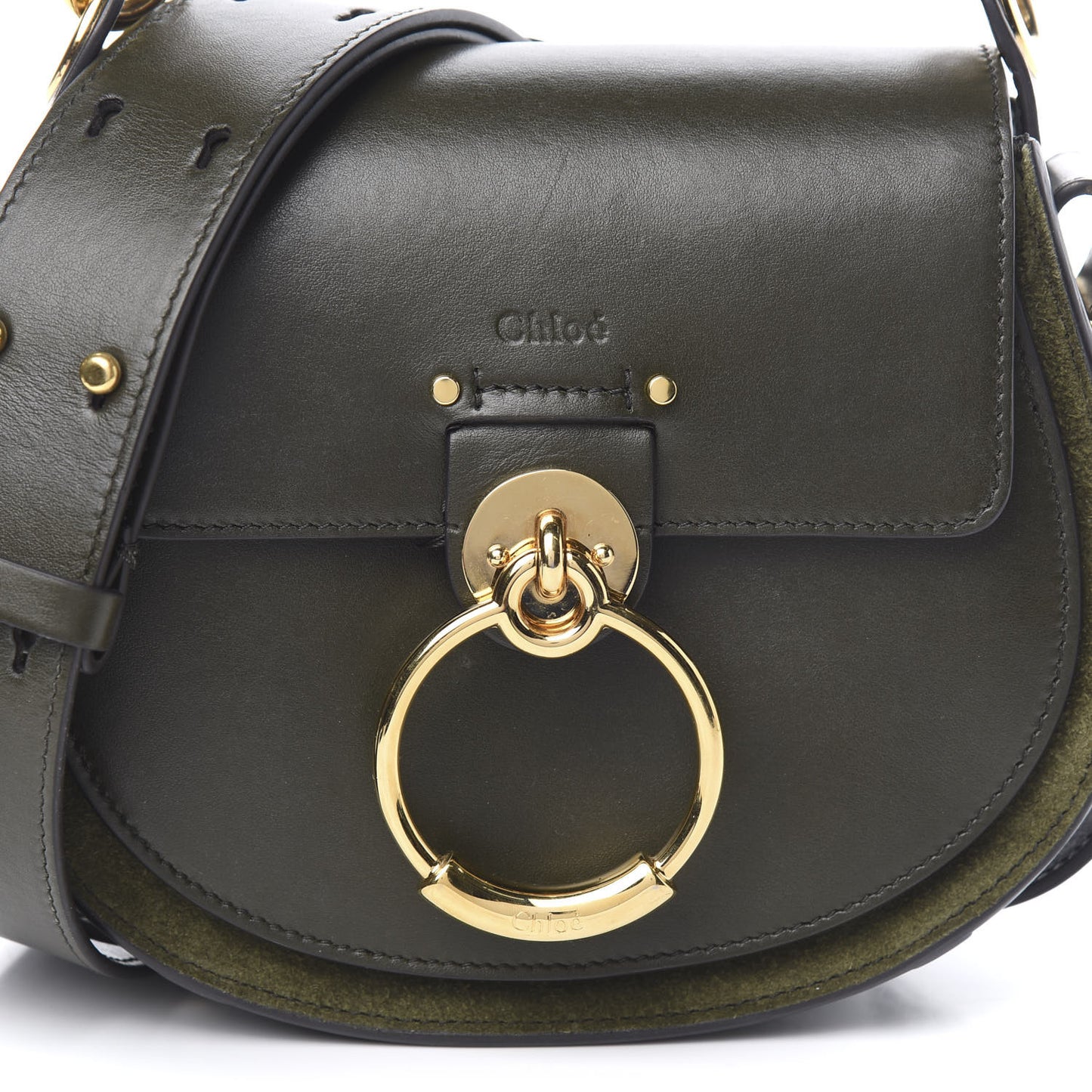 Calfskin Suede Small Tess Bag Deep Forest