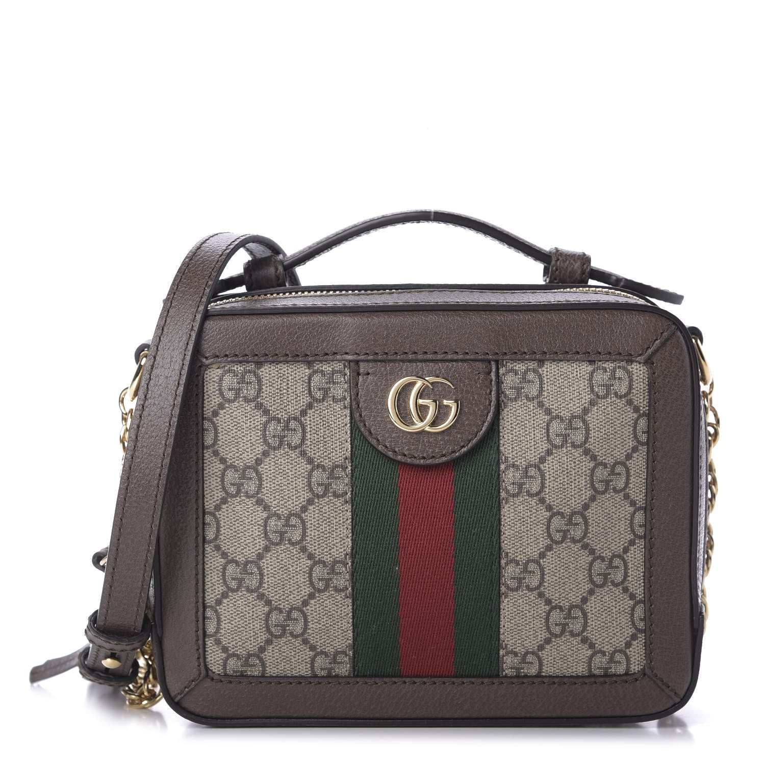 Gucci GG Supreme Monogram Mini Ophidia Top Handle Shoulder Bag Brown 1 of 9