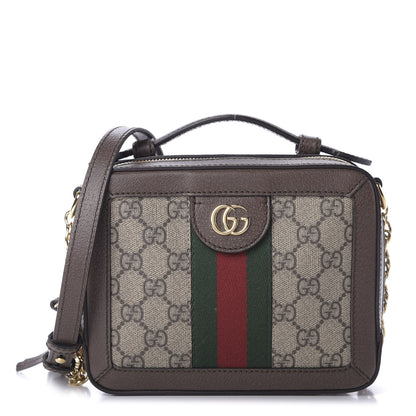Gucci GG Supreme Monogram Mini Ophidia Top Handle Shoulder Bag Brown 1 of 9