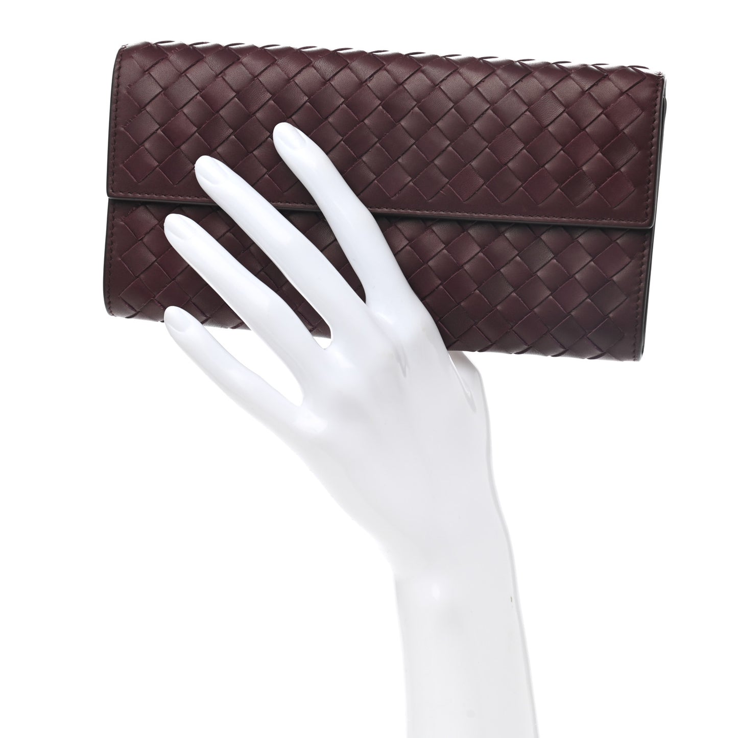 Nappa Intrecciato Continental Wallet Dark Barolo