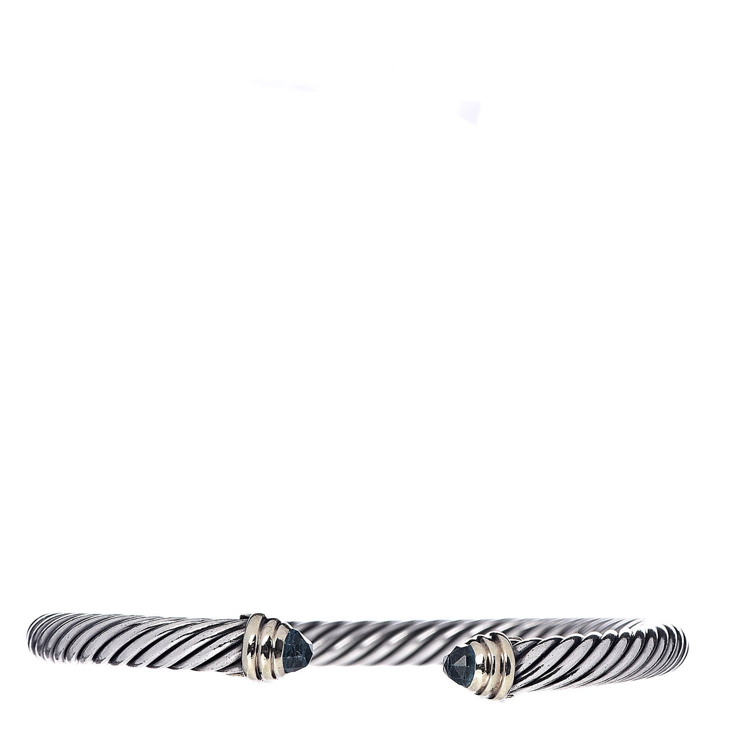 Sterling Silver 14K Yellow Gold Blue Topaz 5mm Cable Classics Petite Color Bracelet