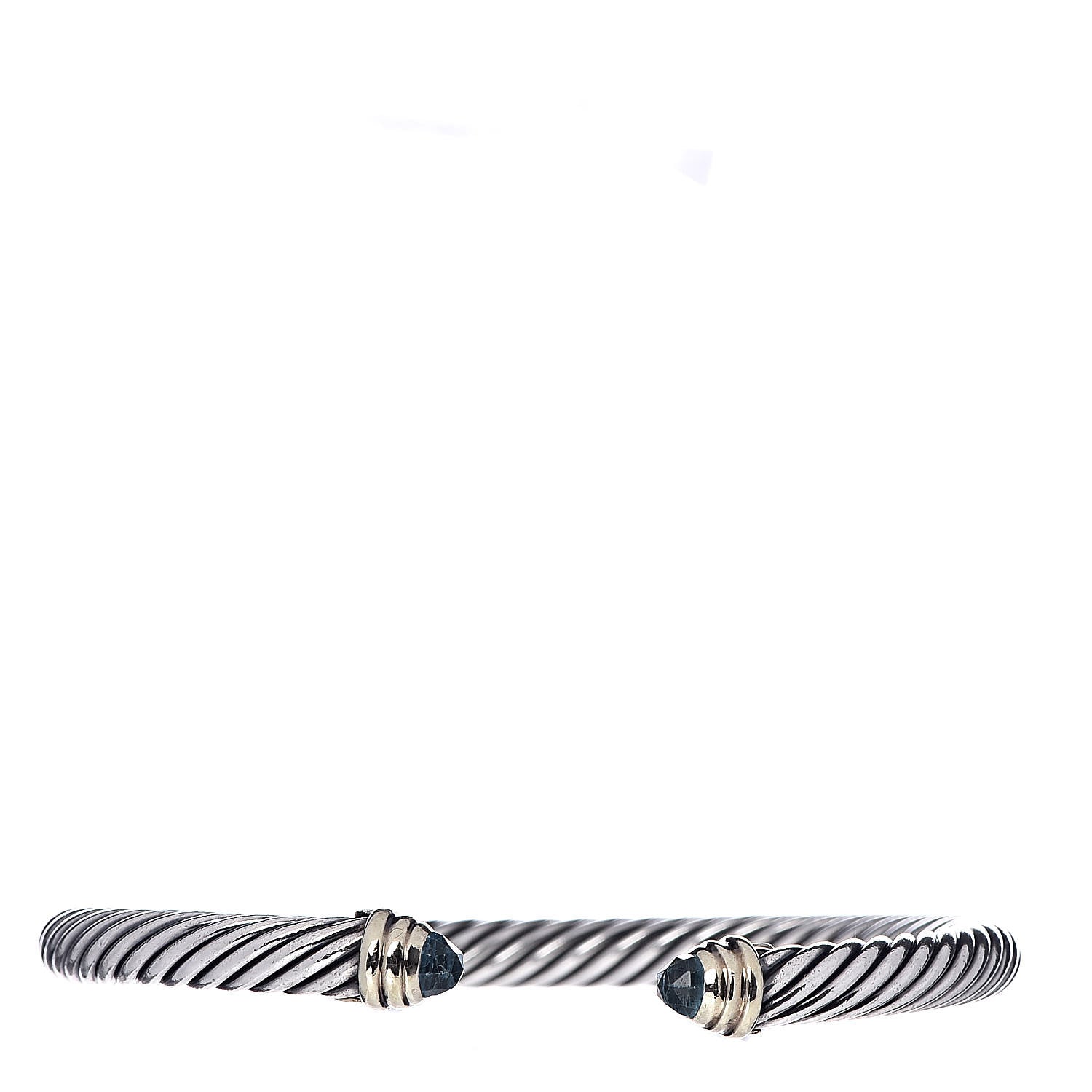 David Yurman Sterling Silver 14K Yellow Gold Blue Topaz 5mm Cable Classics Petite Color Bracelet 1 of 5