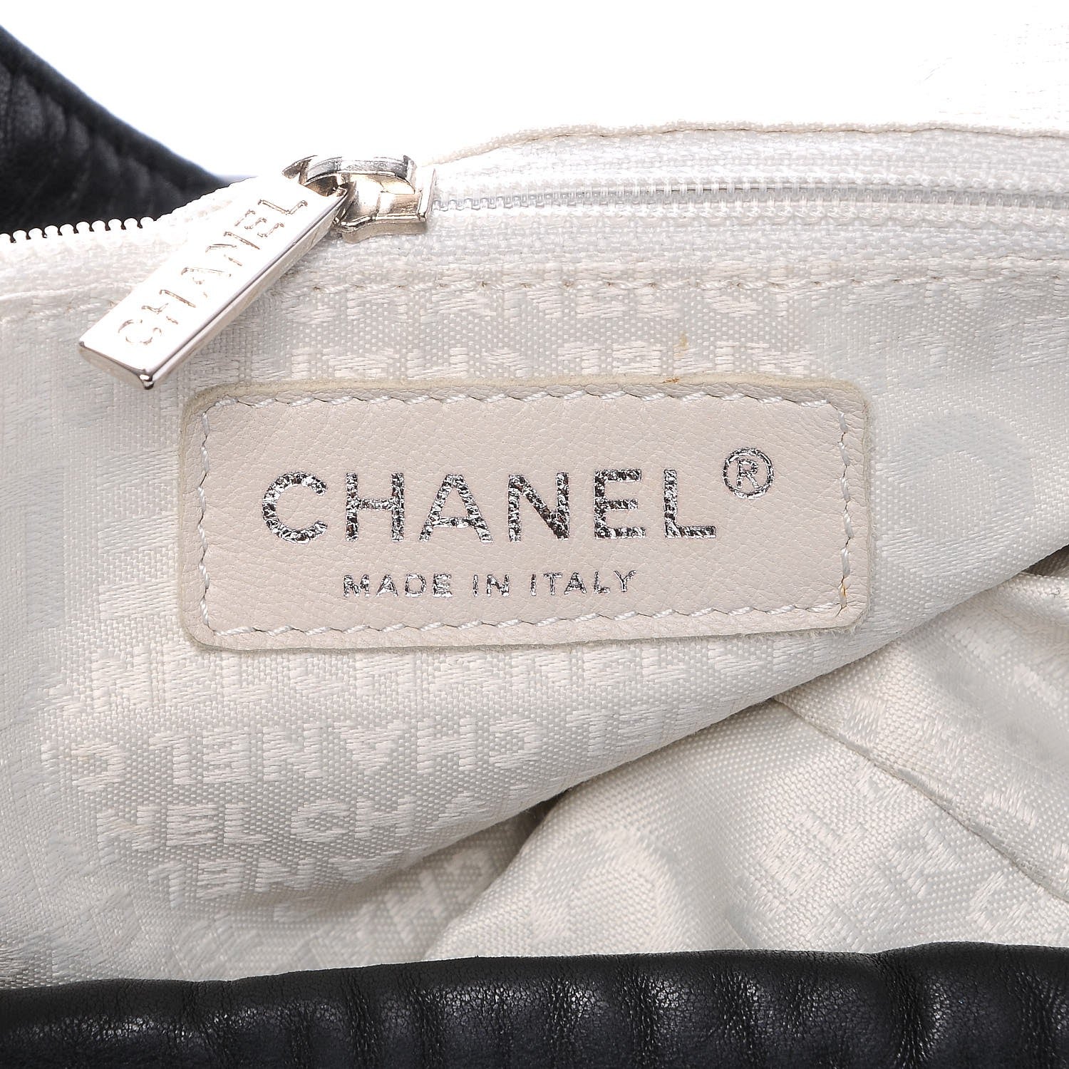 Chanel Lambskin Contrast Stitch Large Drawstring Tote Black 6 of 10