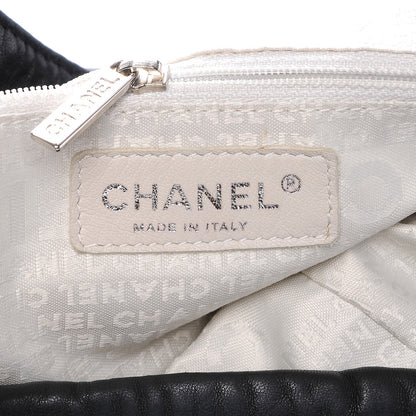Chanel Lambskin Contrast Stitch Large Drawstring Tote Black 6 of 10