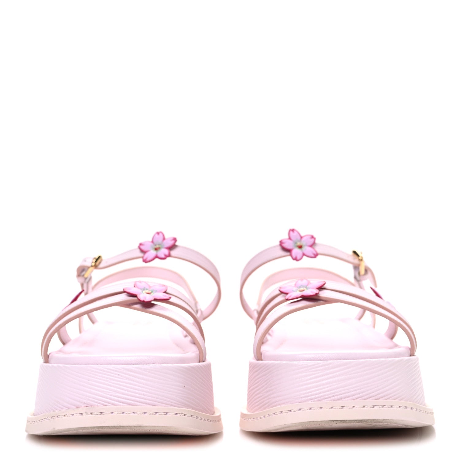 Louis Vuitton LV X TM Cherry Blossom Calfskin Maya Flatform Sandals 40 Light Pink 3 of 11