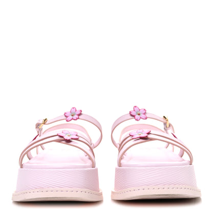 Louis Vuitton LV X TM Cherry Blossom Calfskin Maya Flatform Sandals 40 Light Pink 3 of 11