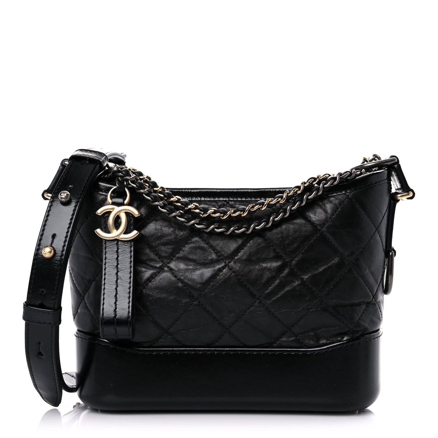 Chanel Aged Calfskin Quilted Small Gabrielle Hobo Black 1 of 11